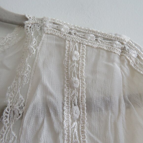 VINTAGE BUFFALO DAVID BITTON Sheer Lace Button Front Top White Y2K Fairy Size M - Picture 4 of 16